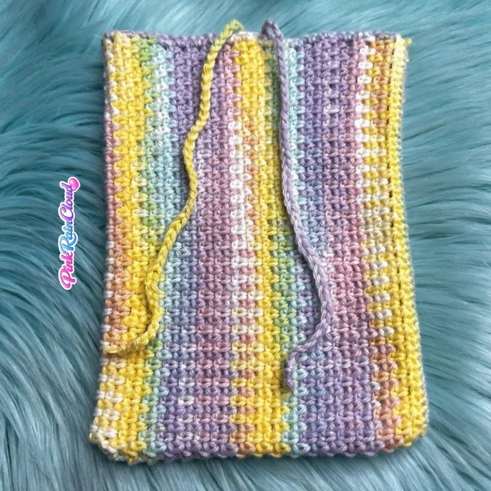 Handmade Pastel Book Pouch Sleeve Soft Texture Crochet PinkRainCloud